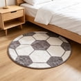 thumbnail image 5 of Football Shaped Round Area Rug,31.5in Soft Fluffy Sports Theme Floor Mat,Non Slip Circular Carpet for Bedroom Living Room Entryway Home Indoor Sports Style Decor, 5 of 6
