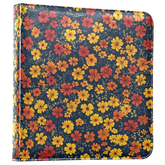 FORMRS 3 Ring Photo Album 4"x6" Self Adhesive Large Capacity PU Leather Cover, Yellow Floral
