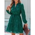 thumbnail image 4 of Vestido CUPSHE de encaje con volantes, mini cuello en V de otoño, verde para mujer, 4 of 7