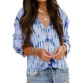 thumbnail image 1 of Gvmfive Women Blouse Tie Dye Print Buttons Long Sleeve Tops Shirt, 1 of 7