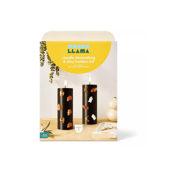 2ct Halloween Craft Pillar Candles Decorating Kit - Mondo Llama
