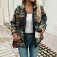 thumbnail image 5 of Ruimatai Women's Aztec Print Fleece Shacket Long Sleeve Collared Boho Patchwork Button Up Jacket Coat for Fall and Winter, 5 of 9