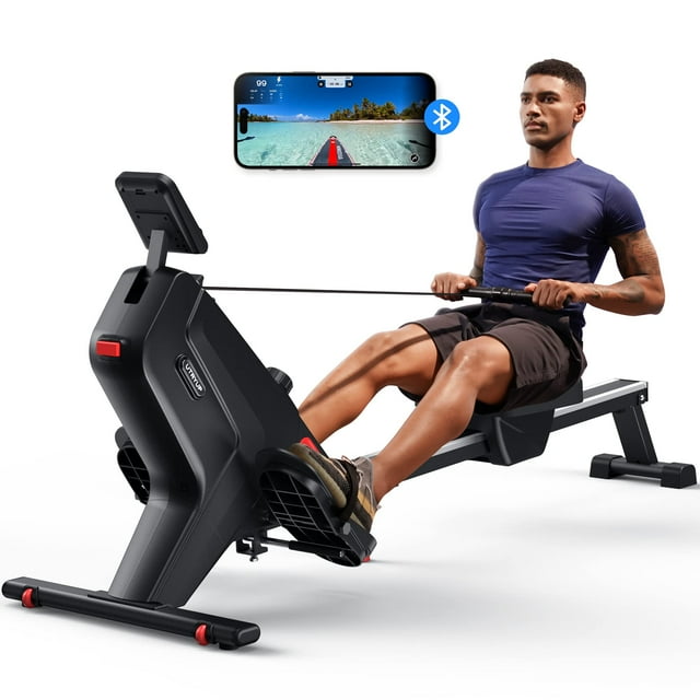 MERACH Rameur Magnétique 16 Niveaux de Résistance Rameur Silencieux avec Bluetooth pour la Maison