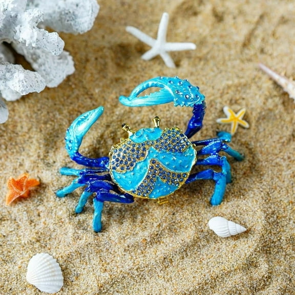 Crab Ocean Jewelry Box Decorative Storage Box Trinket Organizer Gift Box for Rings Earrings Coastal Home Display