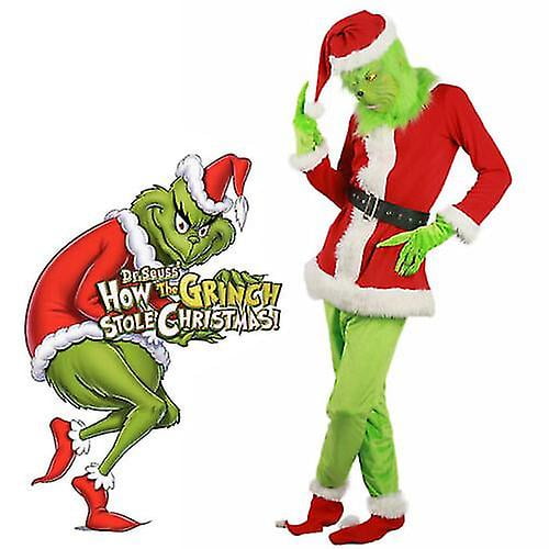 Born Pretty The Grinch Disfraz Halloween Cosplay Hombre Navidad Santa Fancy Dress Outfit Set