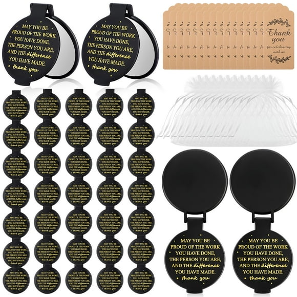 Wenqik 150 Pcs Employee Appreciation Gifts for Women Compact Mirror Bulk Thank You Gift for Staff Inspirational Compact Pocket Round Mirrors with Cards Organza Bags for Women Teacher