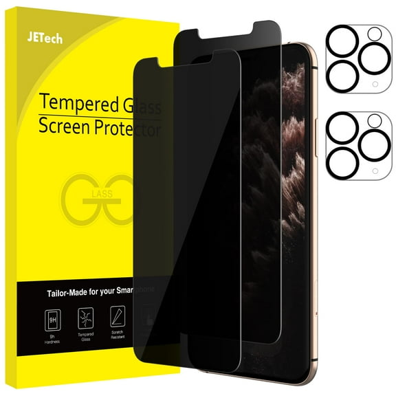 Privacy Screen Protector and Camera Lens Protector Compatible with iPhone 11 Pro 5.8-Inch, Anti Spy Tempered Glass Film, 2-Pack Each