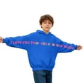 thumbnail image 5 of Girls Blue Graphic Hoodie - "I Love You This Much" Design, Soft 100% Polyester Long Sleeve Hooded Sweatshirt for Kids 4-12, Machine Washable,Size 13 T, 5 of 7