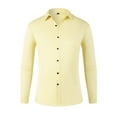 thumbnail image 4 of Zpanxa Long Sleeve Shirts for Men Business Casual Dress Shirt Fashion Solid Turndown Collar Buttons Down Stretch Shirts Slim Fit Tops Yellow L, 4 of 4