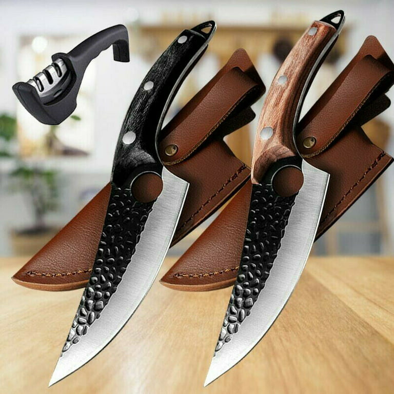 5 BBQ Knife Kitchen Knives Hand Forged Carbon Steel Black Chef's