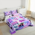 thumbnail image 3 of Homewish Kids Cheer Cheerleading Bedding Comforter Set,Cheerleader Dancing Lovers Twin Comforter Sets,Purple White Bedding Set For Girls,Breathable Home Decor Reversible,2 Pieces, 3 of 8