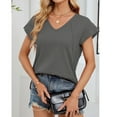 thumbnail image 3 of JIUKE Womens T Shirts Short Sleeve Scoop Neck Summer Tops Solid Color Soft Comfy Loose Fitted Plain Tees, 3 of 8