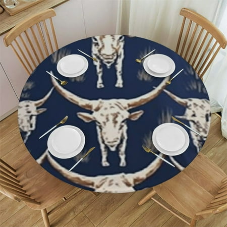 

BCIIG Longhorns Round Tablecloth Stain-Resistant Washable Ideal for Indoor and Outdoor Use 100% Polyester Outdoor Picnic Camping and Indoor Kitchen Dining Party Various Sizes Available 54 -58