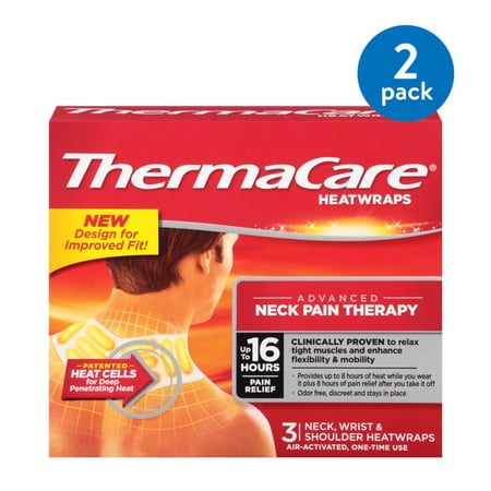 (2 pack) (2 Pack) ThermaCare Advanced Neck Pain Therapy (3 Count) Heatwraps, Up to 16 Hours Pain Relief, Neck, Wrist, Shoulder Use, Temporary Relief of Muscular, Joint Pains