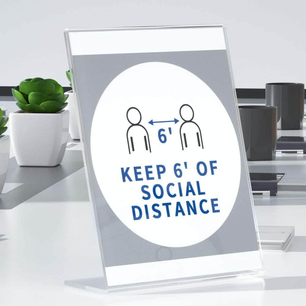 Acrylic Sign Holder 8.5 x 11 Inches Slanted Back, Clear Plastic Sign