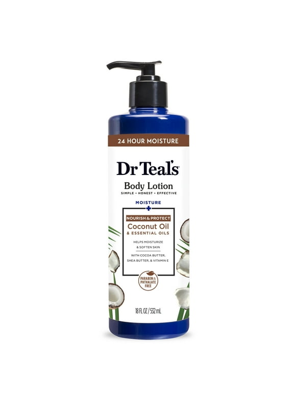 Dr Teal's Body Lotion, Moisture + Nourishing with Coconut Oil & Essential Oils, 18 fl oz.