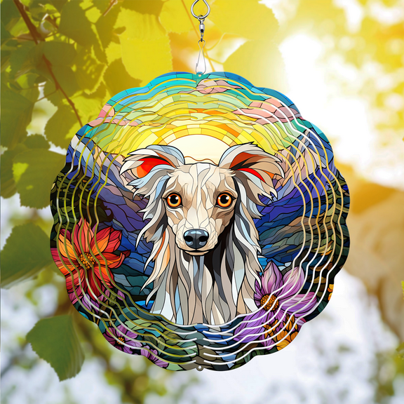 89Bloom Chinese Crested Wind Spinner For Yard Garden, Unique 3D Hanging Chinese Crested Wind Spinner