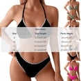 thumbnail image 3 of Women's Solid Color Lace Triangle Bikini Set Halter Adjustable Ties Backless Two-Piece Swimsuit Green XL(XL), 3 of 7