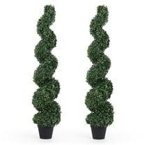 4 ft. Artificial Potted Spiral Green Boxwood Topiary