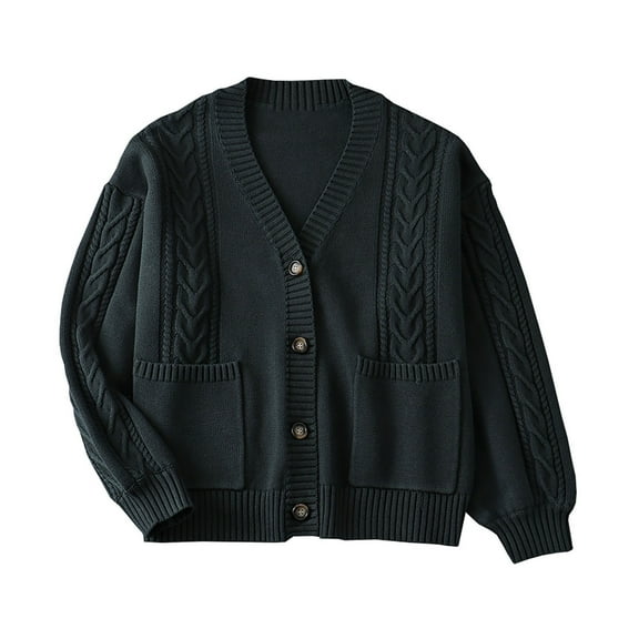 MaFYtyTPR Cardigan Sweater for Women Fashion Women's Fall Winter Long Sleeve V-Neck Button Pocket Tops Army Green L