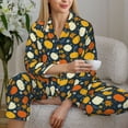 thumbnail image 6 of Balery Autumn Pumpkin Maple Leaf Plants Pattern Pajama Sets for Women Long Sleeve 2 Piece Sleepwear Loungewear Sets Soft PJ's with Pockets Long Sleeve Comfy Pj Sets-Small, 6 of 7