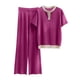 thumbnail image 1 of Puntoco-Conjunto de suéter de manga corta de Color sólido, top de punto, pantalones largos, conjunto de camiseta/camisa de manga corta con cuello redondo para mujer, liquidación Puntoco Puntoco-41, 1 of 2