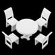 thumbnail image 4 of Juego de comedor redonda y cuadrada en miniatura de 5 Piezas con modelo de silla para diseño de cocina 1:75 Sunnimix Mesa de la cocina de la tabla de la cocina, 4 of 8