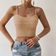 thumbnail image 2 of Camiseta sin mangas de punto con tirantes finos y ombligo, camisola de punto con tirantes expuestos para mujer, señora, chica, citas, color caqui L, 2 of 4