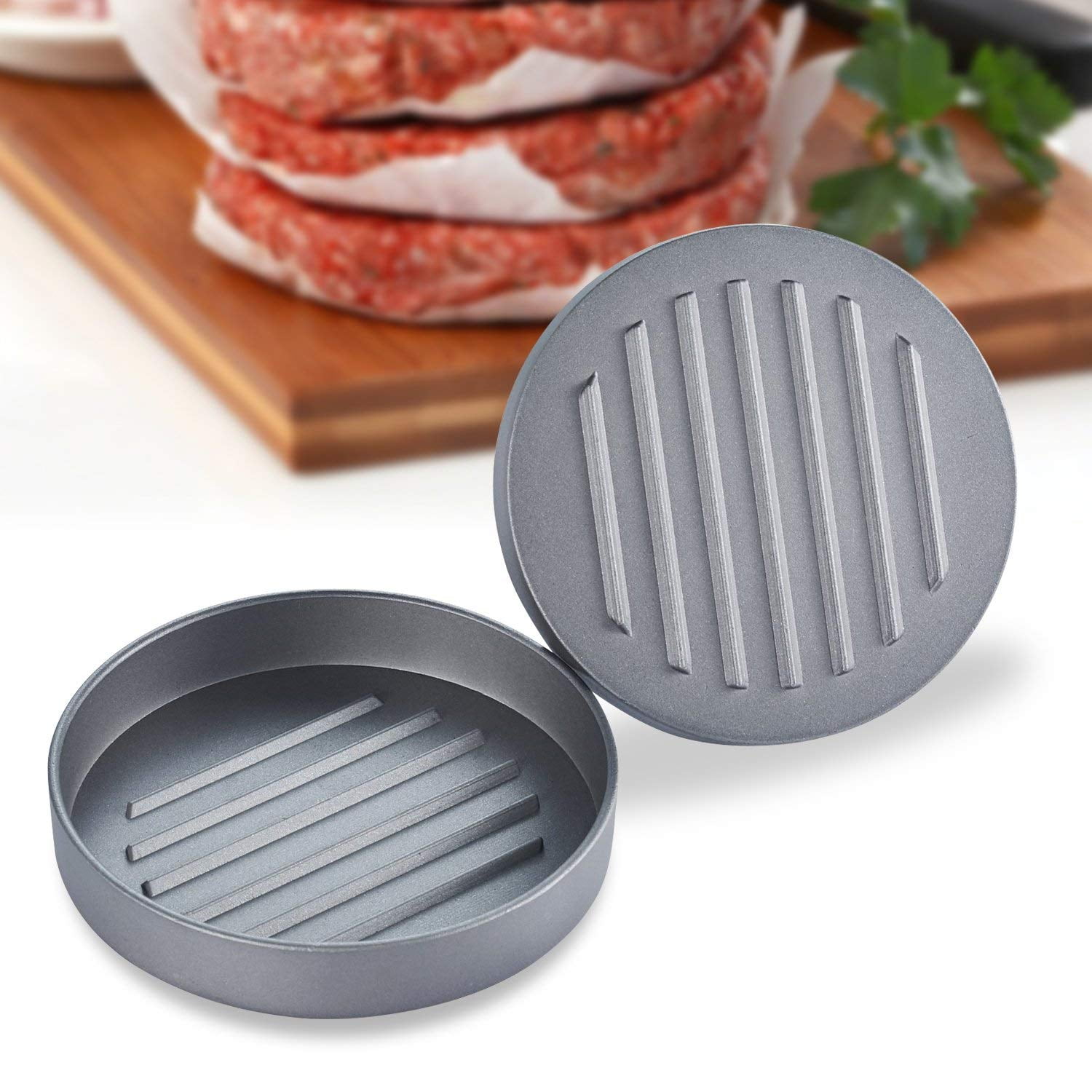 Hamburger Press Aluminum Burger Press Perfect Hamburger Mold Ideal for BBQ with 40 Free Patty Papers Heavy Duty Non-Stick Hamburger Patty Maker
