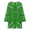 thumbnail image 3 of Green Paisley Bandana Pattern Loose Dress Evening Dress Summer Dresses for Women Luxury Dress Long Sleeved Dress, 3 of 4