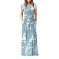 thumbnail image 1 of Robes Longues Décontractées pour Femmes à Manches Courtes, Coupe Ample, Unies, avec Poches, 1 of 1