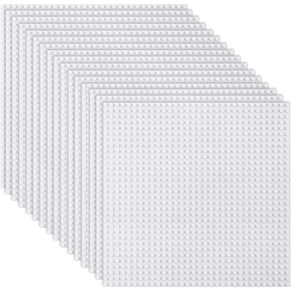 Classic Baseplates Building Plates for Building Bricks 100% Compatible with All Major Brands-Baseplate, 10" x 10", Pack of 16 (White)