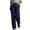 Navy, variant on Levmjia Women Wide Leg Cotton Linen Pants High Waisted Elastic Waist Summer Casual Pure Color Loose Fit Breathable Lightweight Comfortable Pants For Women With Side Pockets