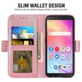 thumbnail image 4 of Compatible with Alcatel TCL A3 A509DL / A30 Wallet Phone Case and Tempered Glass Screen Protector Flip Credit Card Holder Stand Flower Cell Cover for TCLA3 TLC A 3 3A 509DL 30A 5102 5.5 inch Pink, 4 of 8
