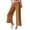 Coffee, variant on Women's Casual High Waisted Split Hem Wide Leg Loose Fit Cropped Pants With Cuffed Hem, Size S-XL