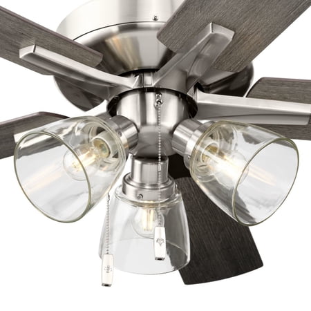 BETTER HOMES & GARDENS 52″ NICKEL TRANSITIONAL CEILING FAN, 5 REVERSIBLE BLADE, 3 LED BULBS INCLUDED