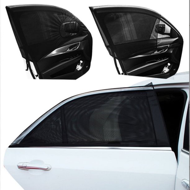 Parasol para ventana lateral de automóvil de 120 * 55 cm, un par de puerta delantera (negro), el parasol para automóvil bloquea las mosquiteras para automóviles de bebé, protege a niños/bebés/adultos/