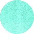 thumbnail image 1 of Ahgly Company Machine Washable Indoor Round Solid Turquoise Blue Modern Area Rugs, 8' Round, 1 of 4