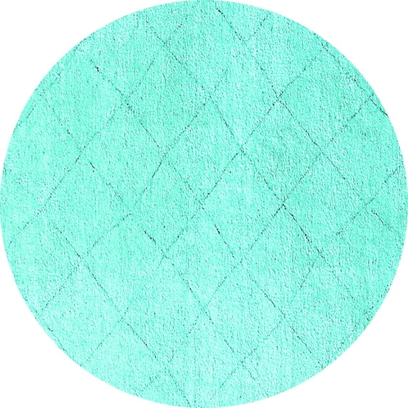 Ahgly Company Machine Washable Indoor Round Solid Turquoise Blue Modern Area Rugs, 8' Round