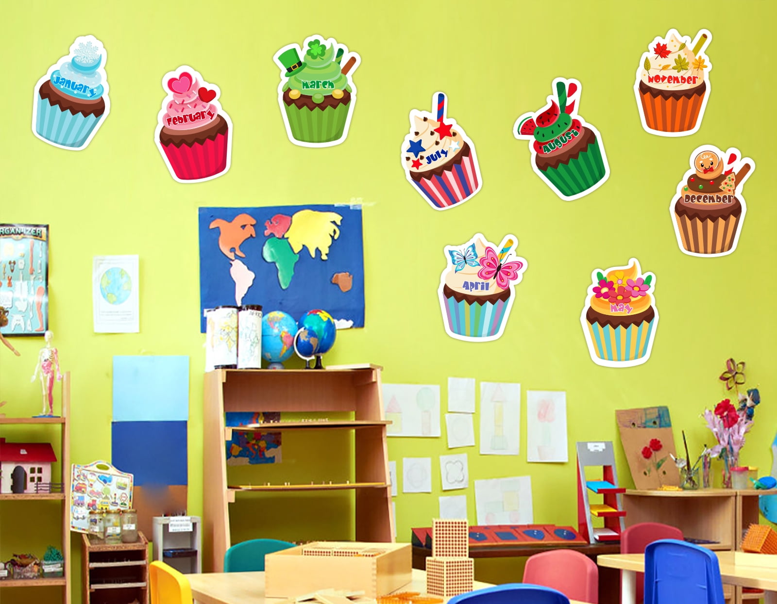 WaaHome Birthday Cupcake Cutouts Classroom Bulletin Australia | Ubuy