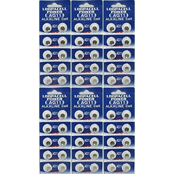 (60) AG11 362 LR721 SR721 SR721SW G11 ALKALINE BATTERY By LOOPACELL