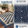 thumbnail image 3 of HIWEAVER Blue 5' x 7' Scalloped-edge Easy Jute Area Rug for Living Room Modern Bordered Plaid Indoor Outdoor Neutral Carpet for Patios Non Slip Washable Throw Mat for Home Decor, 3 of 6