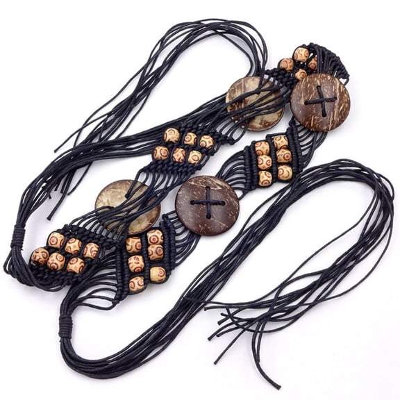 Braided Belts With Wood Buckle Fashion Belts for Women Stretch Belts for Women Fashion Skinny Belts for Women Dresses Fashion Hand Braided Beach Belts for Women Dresses Plus Size,Coffee