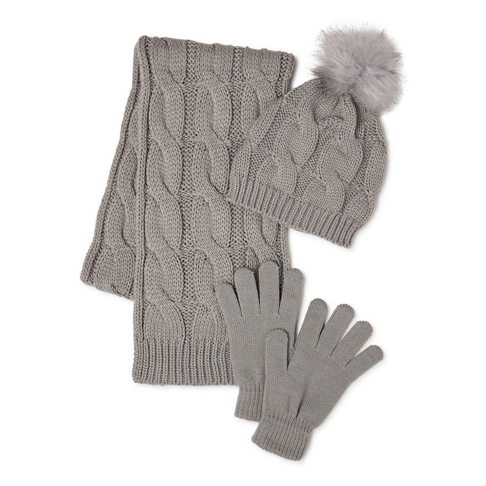 women's 3 piece hat scarf gloves