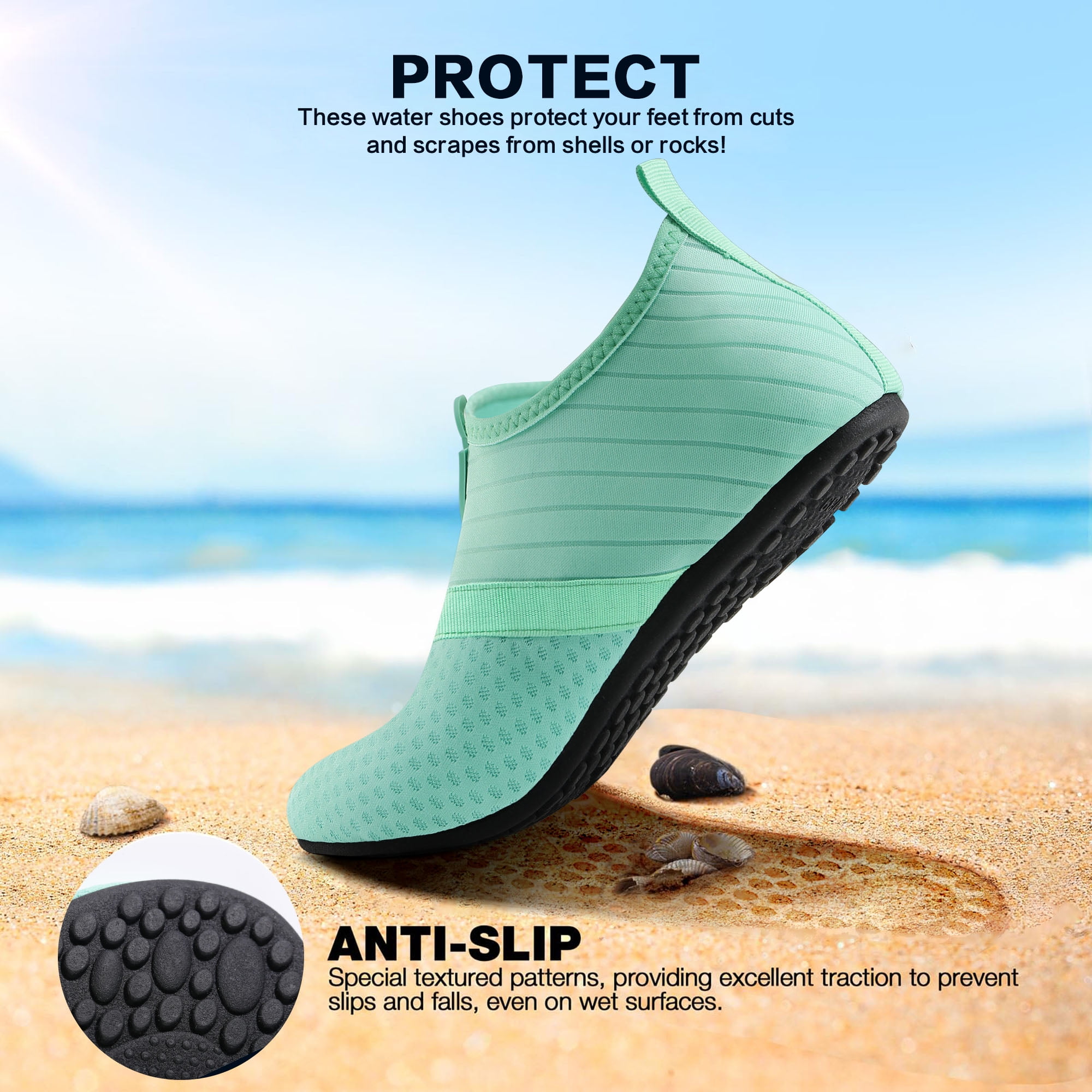 Ecetana Water Shoes for Women Men Swim Shoes Aqua Socks Barefoot Non Slip Shoes for Beach Swim Pool