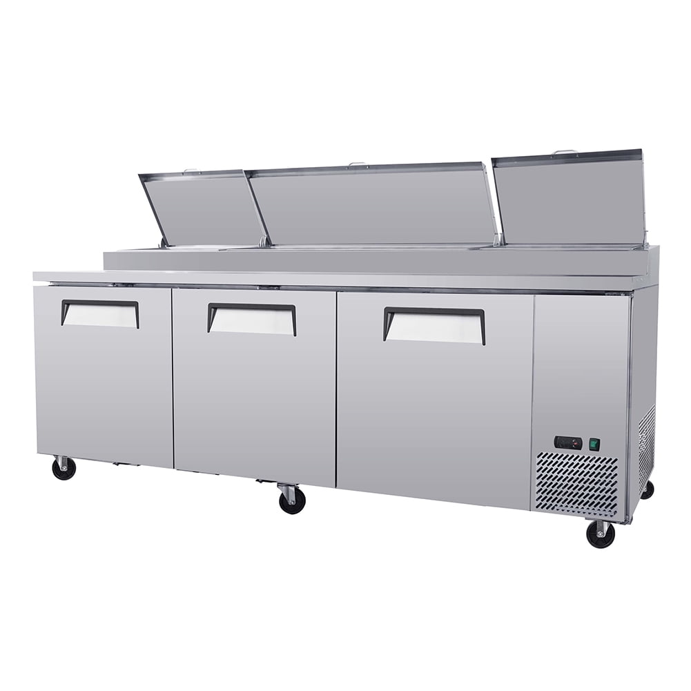 Yesurprise Commercial Refrigerator, Sandwich Prep Table with Adjustable Shelf Brackets, Stainless Steel Insulation Lid, Heavy Duty Casters, Salad Refrigerator