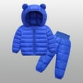 thumbnail image 2 of LIUJUNSHOP 2 Piece Toddler Winter Coats and Matching Pants Lightweight Puffer Padded Jacket Clothing Set Snowsuit Ski Suit Blue 18-24 Months, 2 of 3