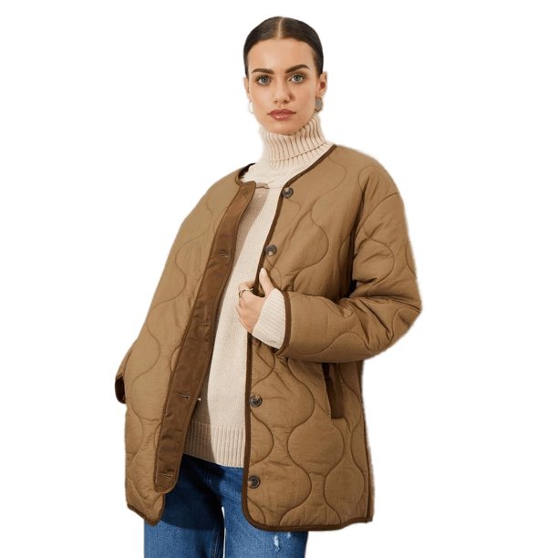 Dorothy Perkins - Chaqueta Acolchada Contraste para Mujer (Chocolate)