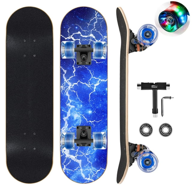 GIEEU Patinetas con Ruedas Intermitentes de Colores para Principiantes, niños, Adolescentes, Adultos, patinetas estándar Completas de 31 x 8 Pulgadas, patineta cóncava con Cubierta de Arce Canadiense