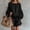 Black plus size 2 piece outfits a1, variant on Cagogo Women's Plus Size 2 Piece Outfits Round Neck Puff Sleeve Blouse Crop Top Elastic Waisted Shorts Casual Set Loose Solid Boho Vacation Travel Clothes, Dark Blue 2XL